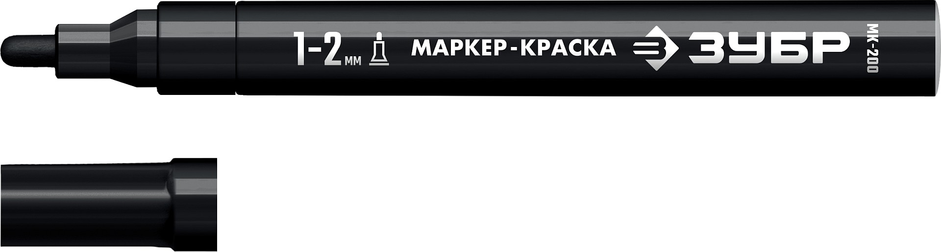 ЗУБР МК-200 черный, 1 мм маркер-краска (06326-2)