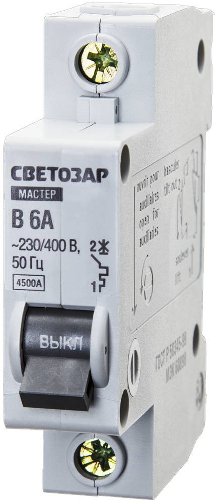 СВЕТОЗАР 1P, 6А, B, 4.5кА, автоматический выключатель (49050-06-B)